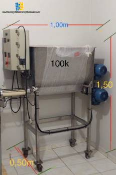 Horizontal paddle mixer with 150 liter stainless steel dosing filling machine