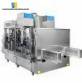 Packaging line with labeling and case packing machine for cleaning products