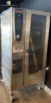 Rational stainless steel industrial combination oven with 20 GN 1/1 pans.