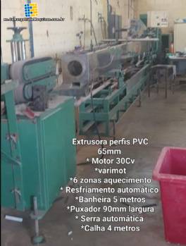 PVC profile extruder with 65 mm screw, Miotto brand.