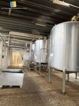 Stainless steel mixing tank for dairy products.
