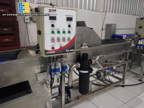 Industrial washer for vegetables and leafy vegetables