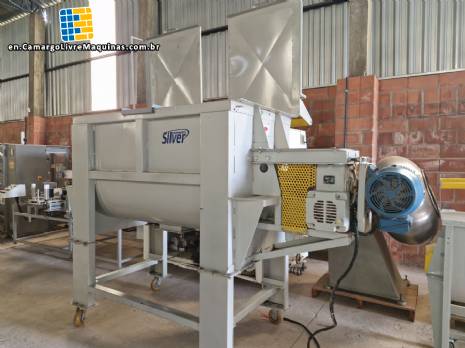 Silver 1000 liter carbon steel ribbon blender