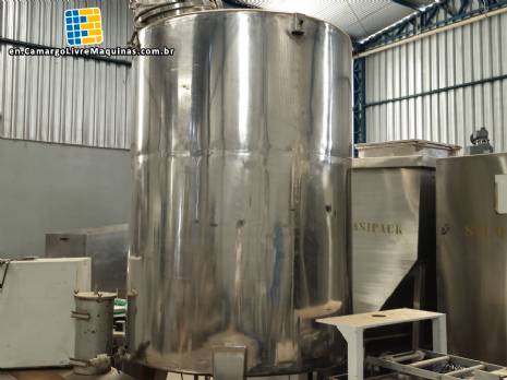 Stainless steel tank for storage and agitation 1500 liters
