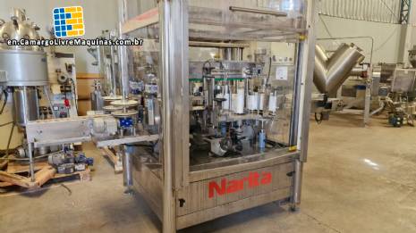 Automatic stainless steel labeling machine with two heads for Narita self-adhesive labels